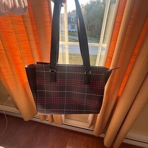 Le Chateau Black and Red Checkered Tote